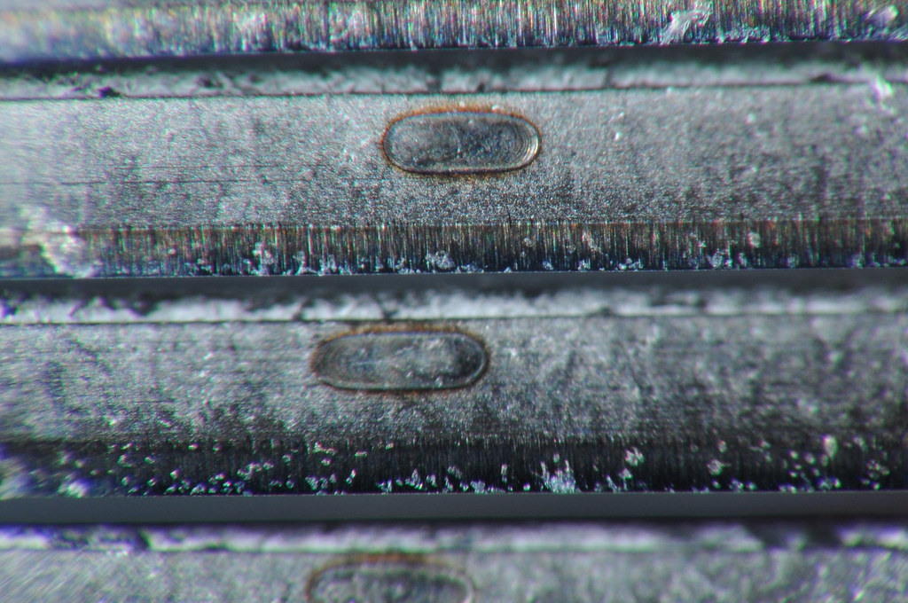 Macro close-up of razor blade edges
