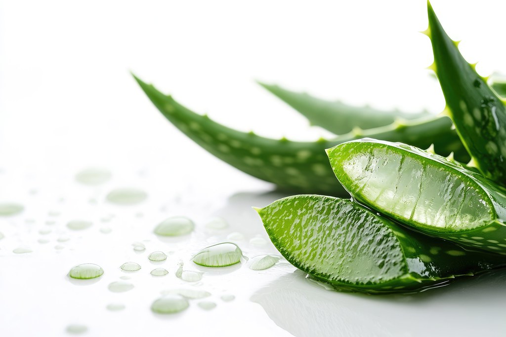 Fresh aloe vera gel, a soothing aftercare for a freshly shaved scalp with scars